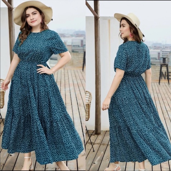 Boho plus size dot swing maxi dress - Picture 11 of 12